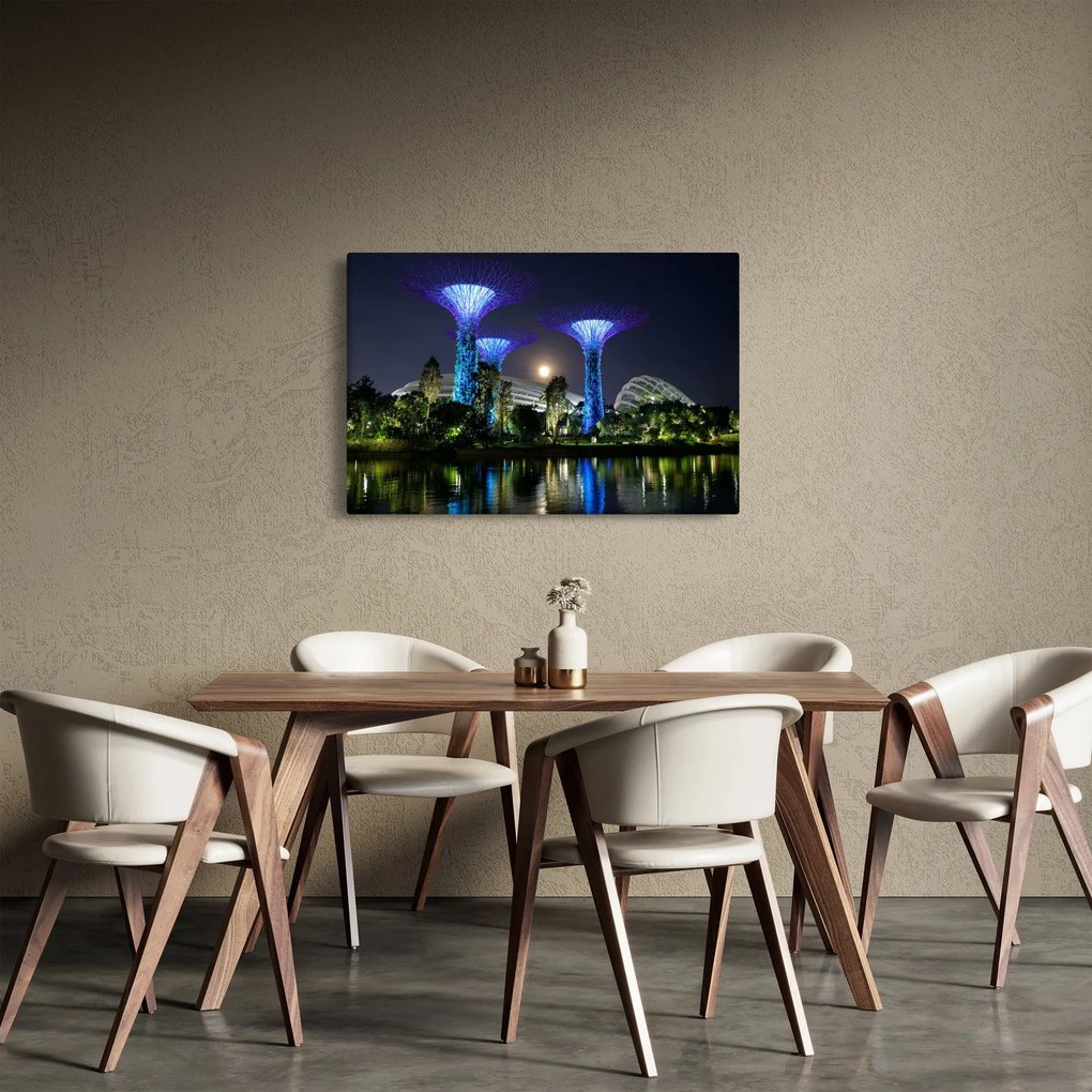 Tablou cu lună plină în grădinile din Singapur (90x60 cm)