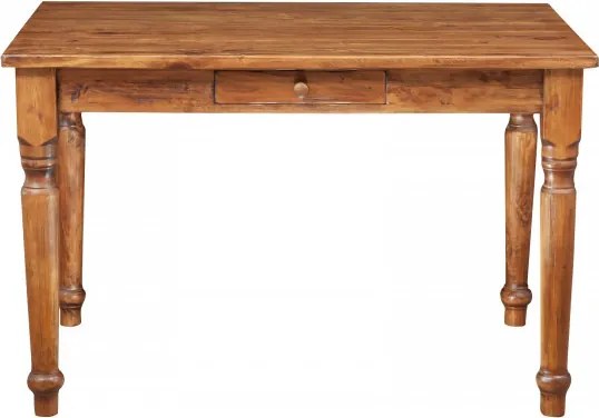 Masa fixa, L120 80 H80 cm, cu sertar, lemn masiv nuc antic