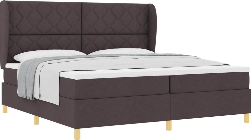vidaXL Pat cu arcuri cu saltea Maro închis 200 x 200 cm țesătură