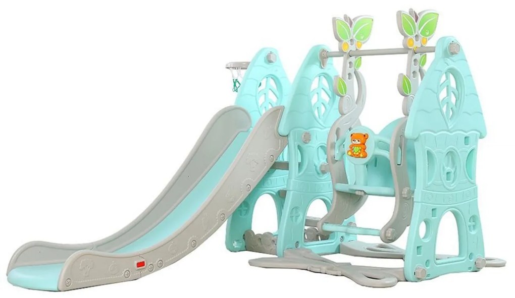 Tobogan 3 in 1 Pentru Copii NOVOKIDS™ Wonder Slide , cu Leagan, Pentru Interior si Exterior, 187 centimetri panta alunecare, Maxim 40 Kg, Cos de