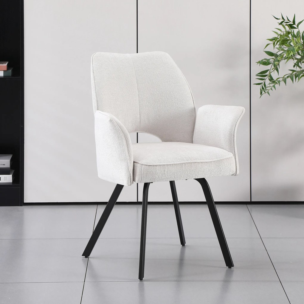 MAZZONI EXPORT TULIP Bej Deschis (material textil UF980-02) - SCAUN MODERN TAPIȚAT CU COTIERE PENTRU SUFRAGERIE/LIVING/BIROU LOFT