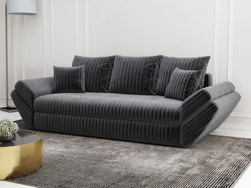 Canapea extensibilă dumonde cu ladă de depozitare si sezut confortabil din spuma high-density, Loana Ambience Grey 250x100 cm