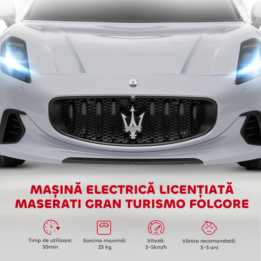 AIYAPLAY Mașină Electrică pentru Copii 3-5 Ani cu 2 Motoare, Telecomandă și Muzică, 98x59x43 cm, Gri | Aosom Romania