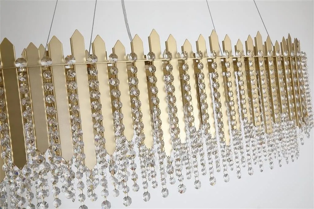 Lustra metal auriu, cristale din sticla Spear 8Lt