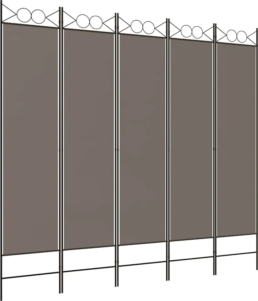 vidaXL Paravan de cameră cu 5 panouri, antracit, 200x220 cm, textil