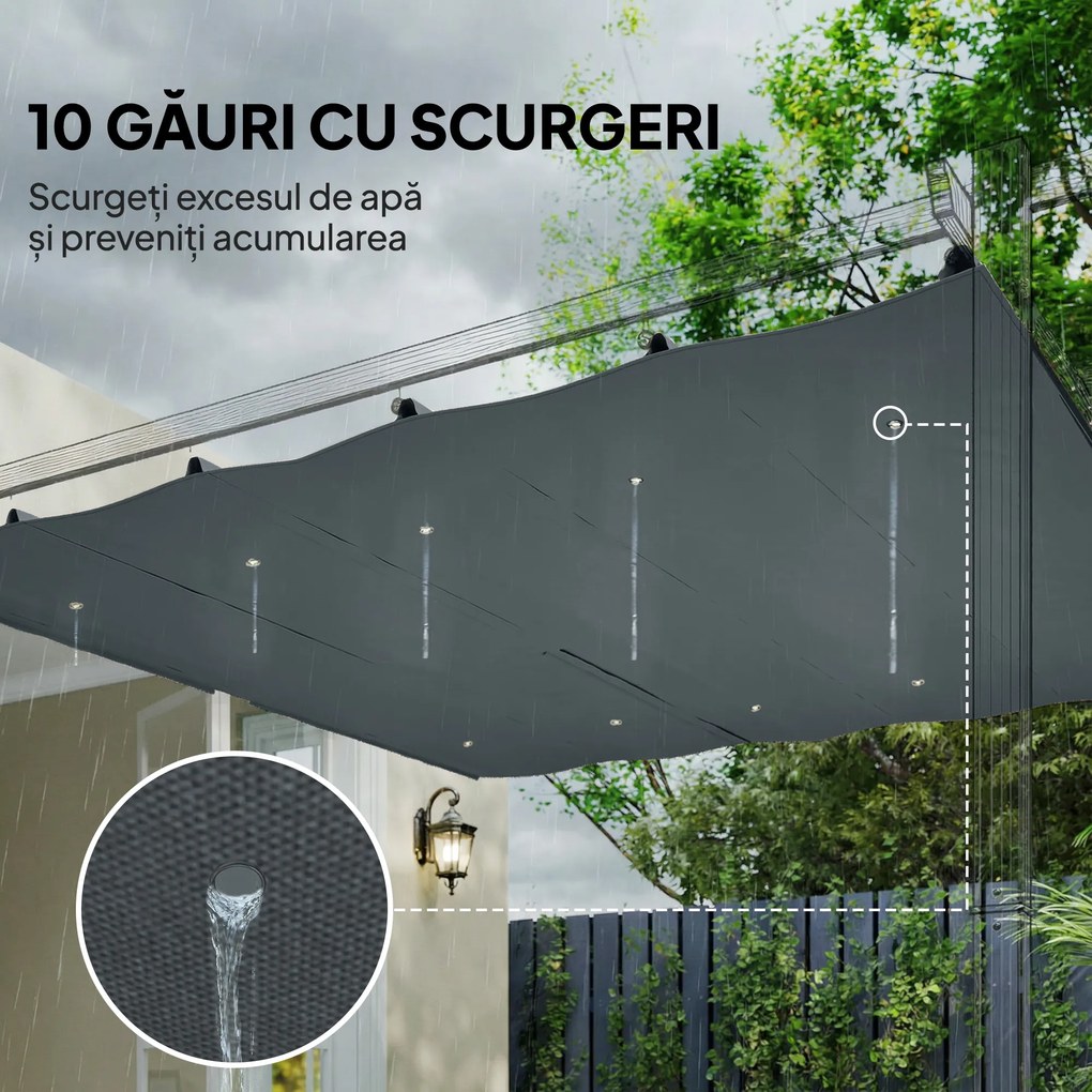 Outsunny Copertină pentru Pergolă cu 10 Orificii de Drenaj, Tavan de Rezervă în Poliester Respirabil, Doar Acoperire, 288x298 cm, UV30+, pentru Pergola Grădină 3x3m, Gri Închis | Aosom Romania