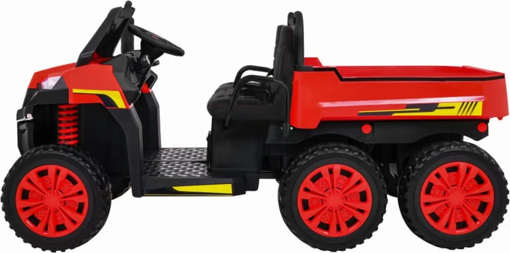 Masinuta Electrica cu acumulator pentru copii NOVOKIDS™ Farmer Beast Buggy, 6 roti, 2 locuri, Cu remorca si faruri luminoase, Roti din Cauciuc EVA,