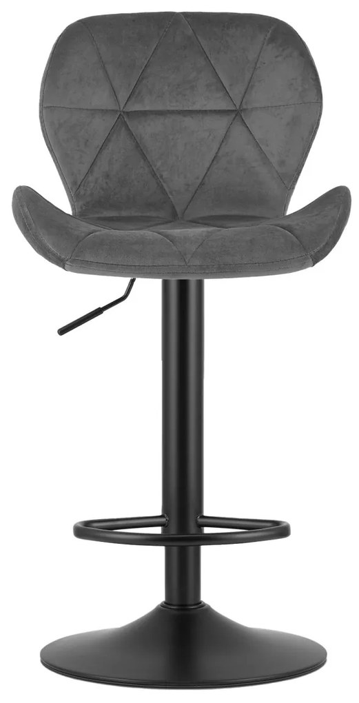 Scaun de bar cu picior negru WEST VELVET, gri