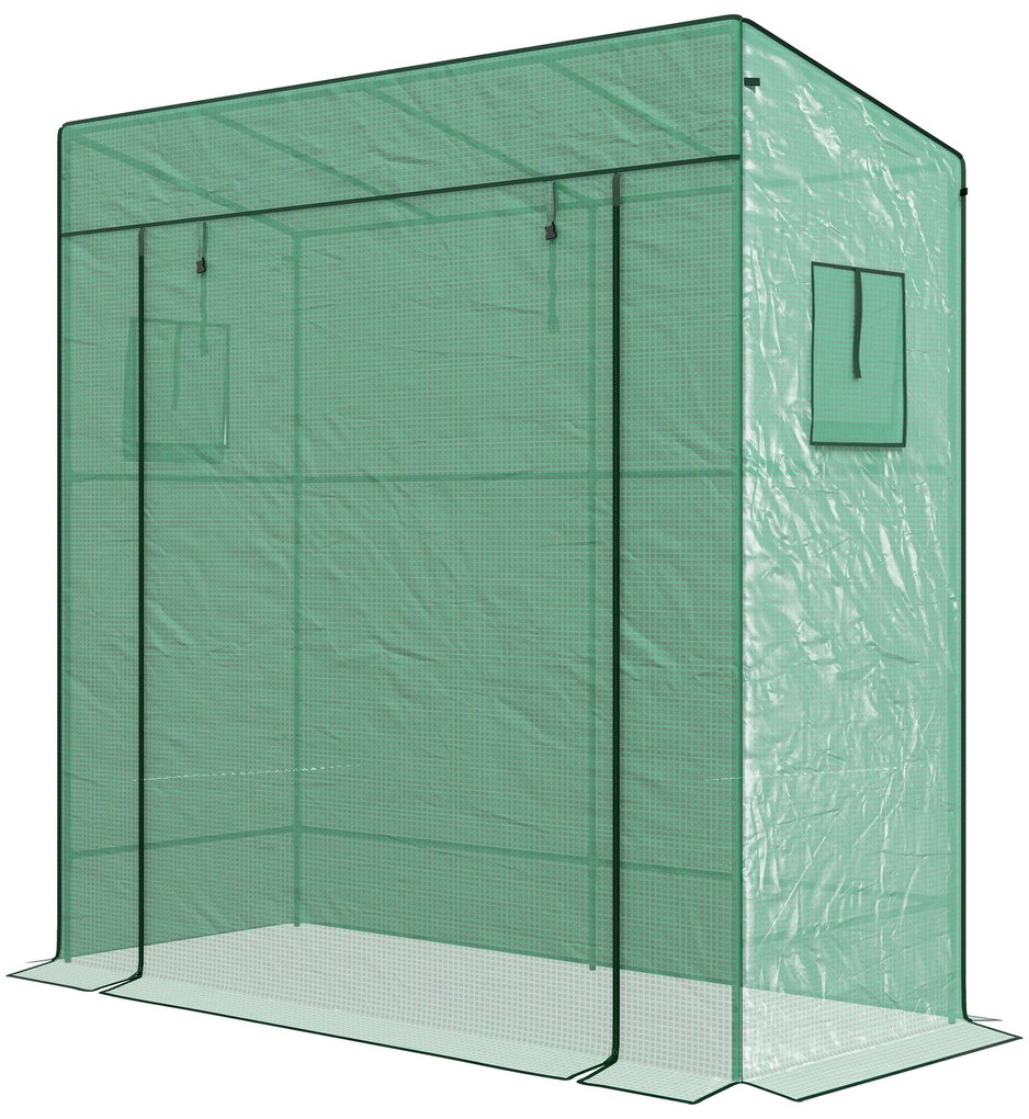 Outsunny Seră de grădină murală adăpostită cu 1 ușă înrolabilă, folie PE renforțată, 2 ferestre, dim. 196L x 77l x 197/178H cm | Aosom Romania