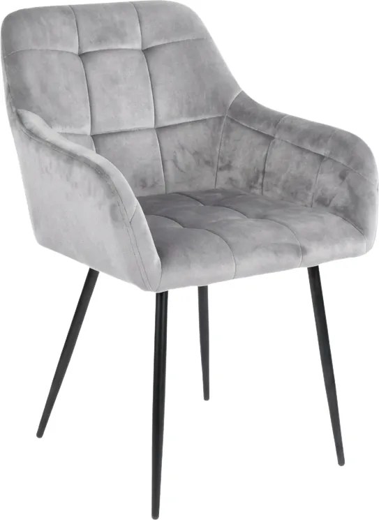 Fotoliu de sufragerie LOREN VELVET gri cu picioare negre