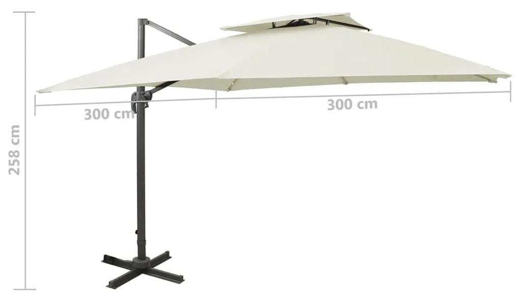 Umbrela suspendata cu invelis dublu, nisipiu, 300x300 cm Nisip, 300 x 300 cm
