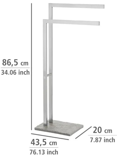 WENKO 20603100 - Suport pentru prosoape GRANIT 43,5 x 86,5 cm inox/satinat/gri