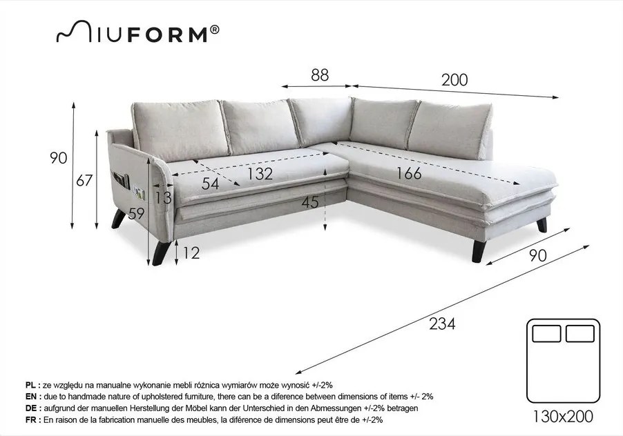 Colțar gri extensibil (cu colț pe partea dreaptă) Charming Charlie – Miuform