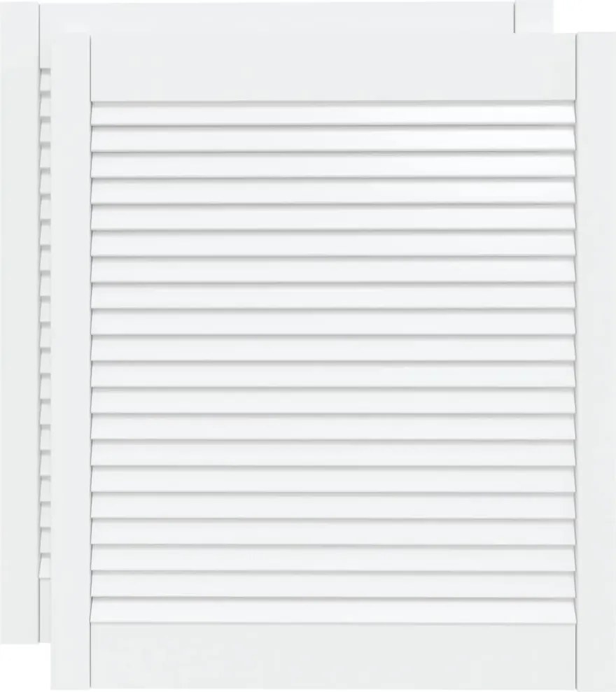 vidaXL Uși dulap design lambriu 2 buc. alb 69x59,4 cm, lemn masiv pin