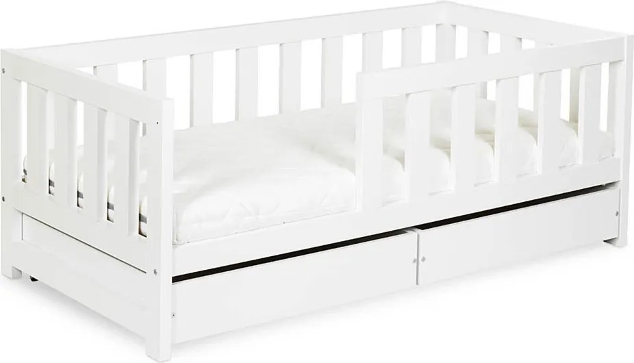 Pat lemn masiv alb pentru tineri Amelie 160×80cm /Stejar - Stejar deschis, Cu functie de dormit