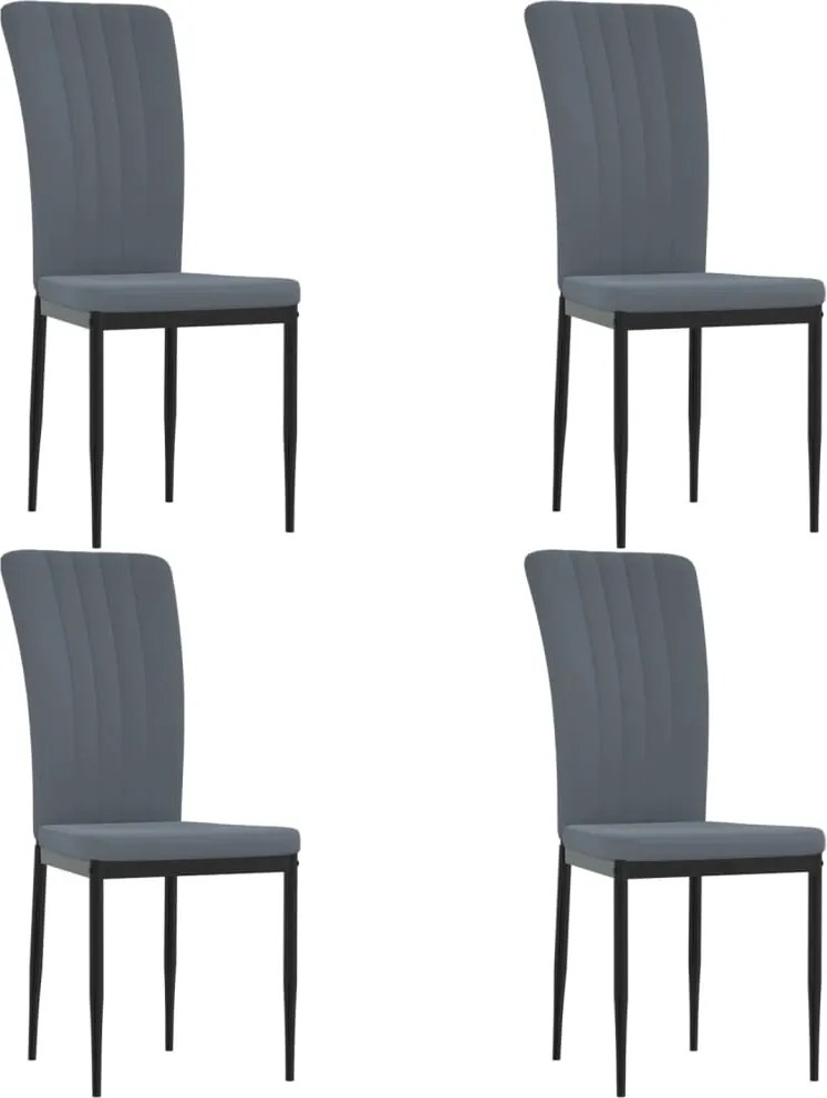 vidaXL Scaune de bucătărie, 4 buc., gri închis, catifea