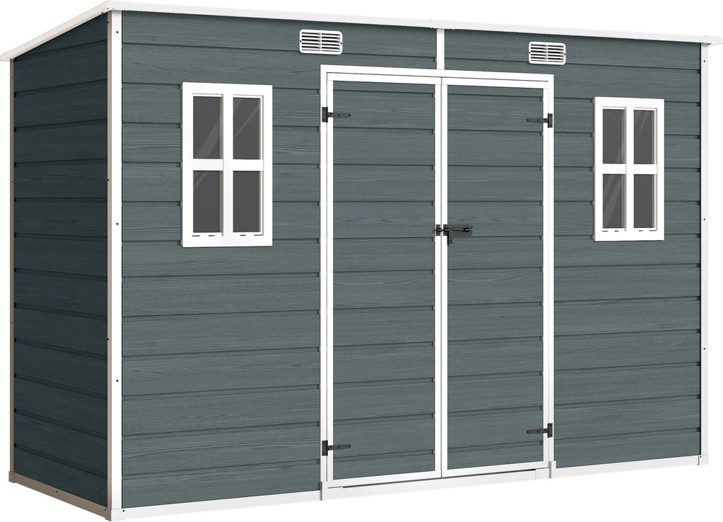 Outsunny Căsuță depozit 3,2m², șopron cu acoperiș în pantă, 303x123x197cm cu fereastră, ușă încuiabilă, orificiu de ventilație, podea | Aosom Romania