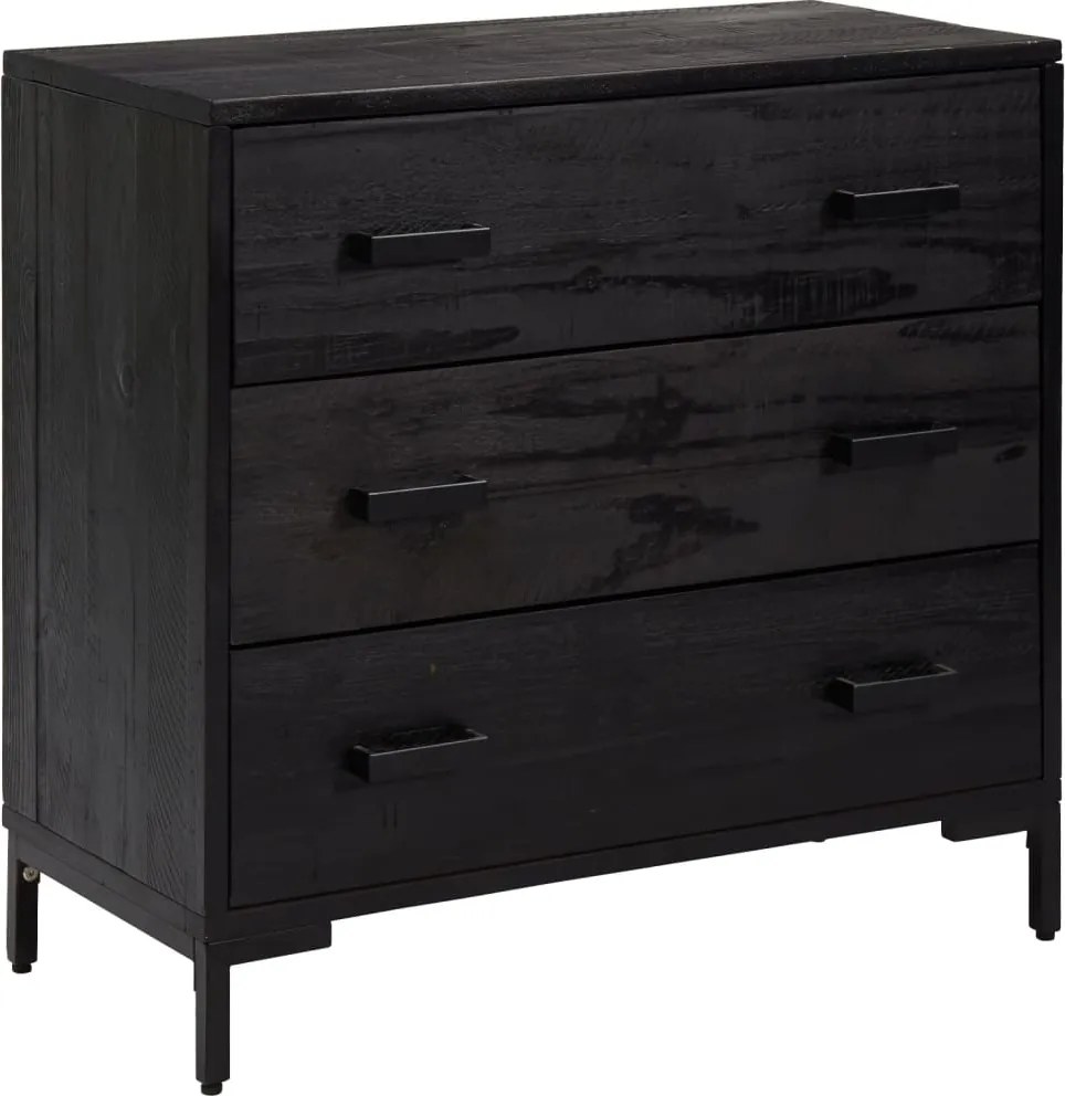 vidaXL Dulap cu sertare, negru, 75x35x70 cm, lemn masiv pin