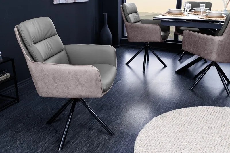 Set 2 scaune pivotante pivotant Big George, microfibra/ piele taupe