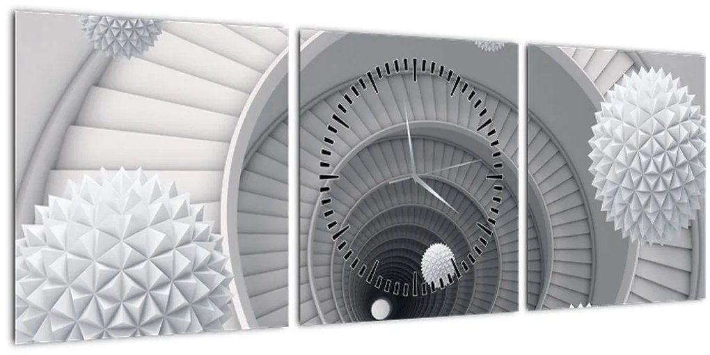 Tablou cu abstracție 3D (cu ceas) (90x30 cm)
