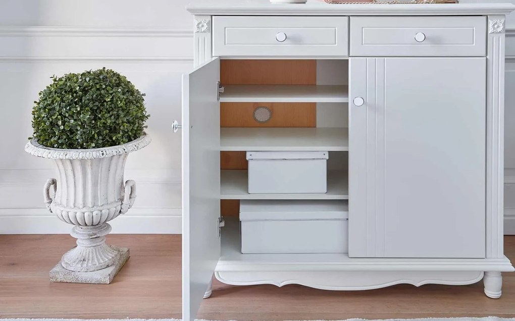 Dulap lemn masiv alb Pantofi Elizabeth, 95 × 39 × 98 cm