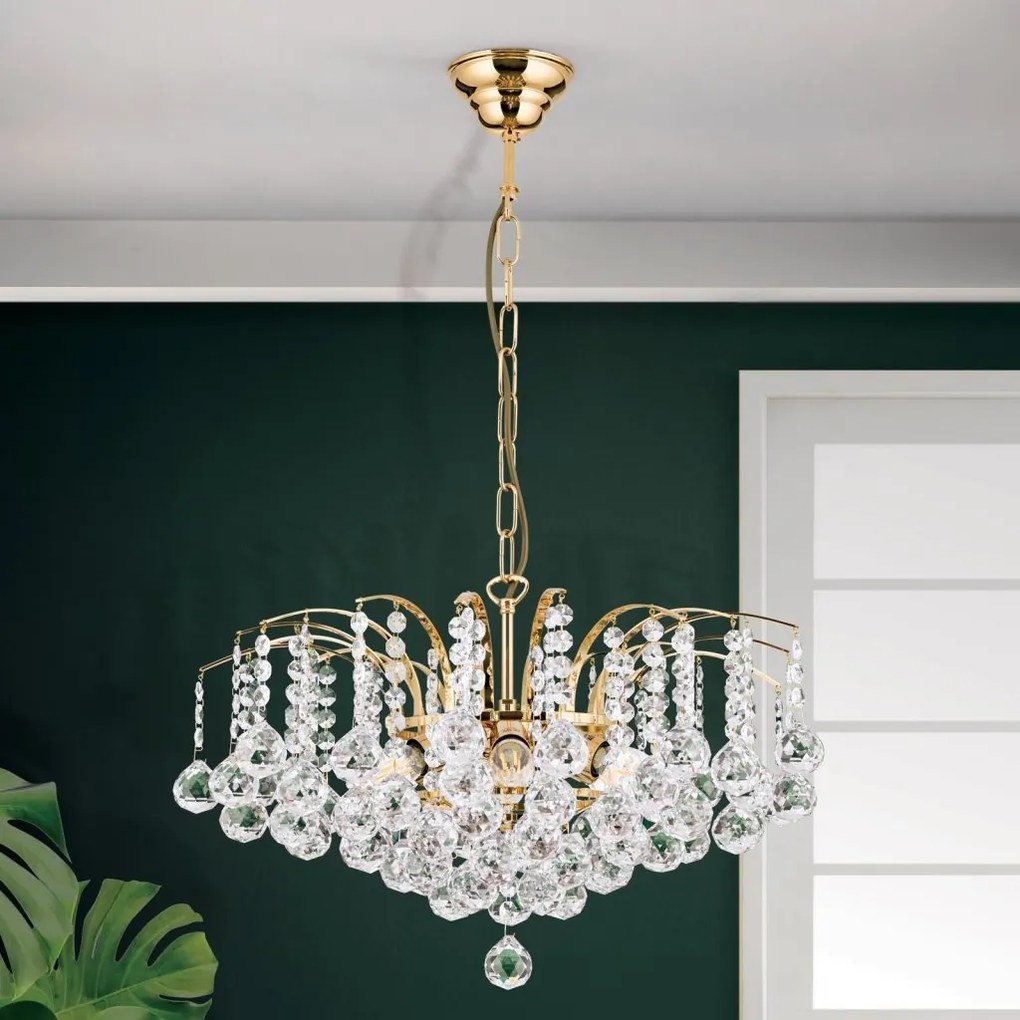 Candelabru cristal Asfour design lux KRISTALL KLASSISCH 6L gold/clear