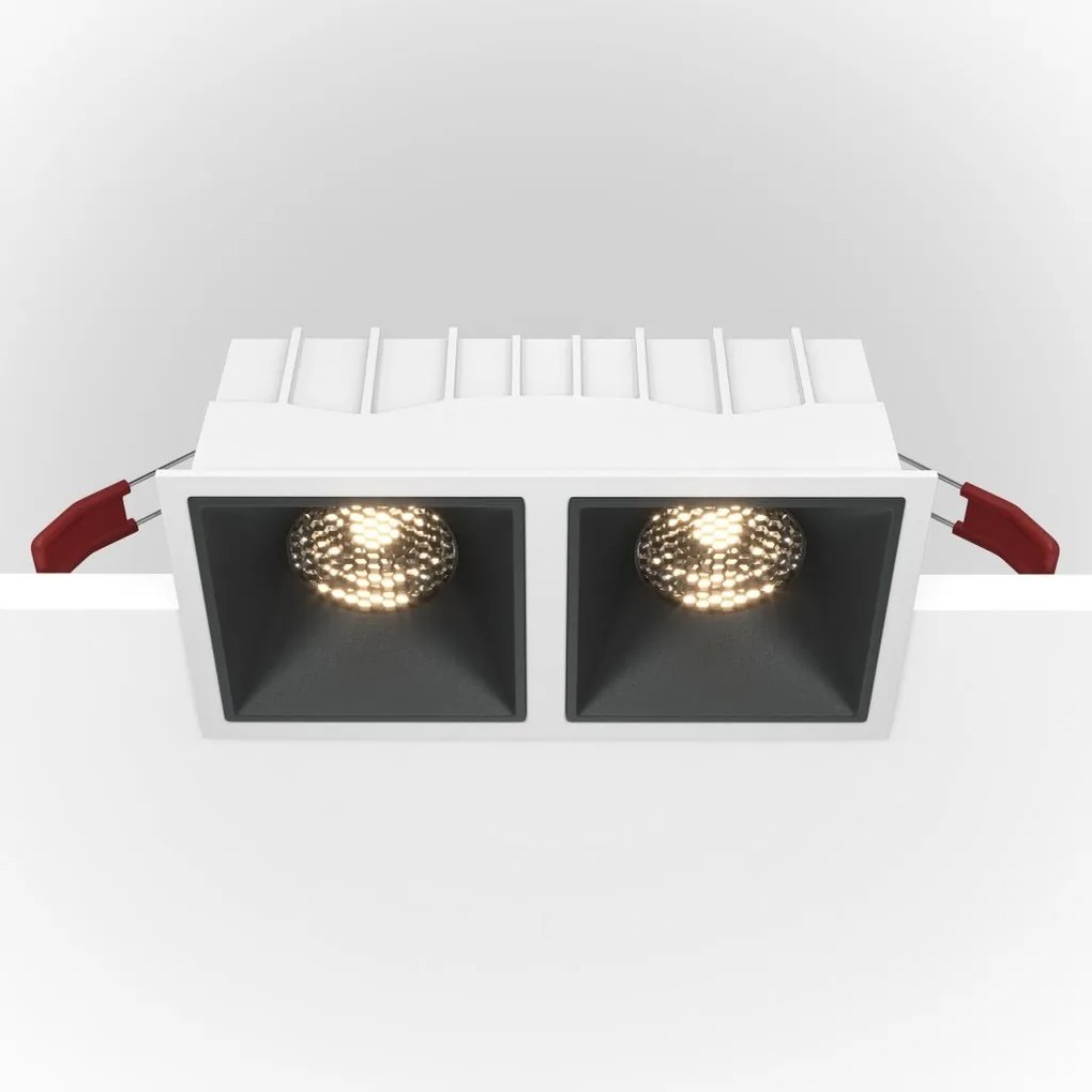 Spot LED incastrabil dimabil cu 2 surse de iluminat Alpha alb, negru 30W, 4000K