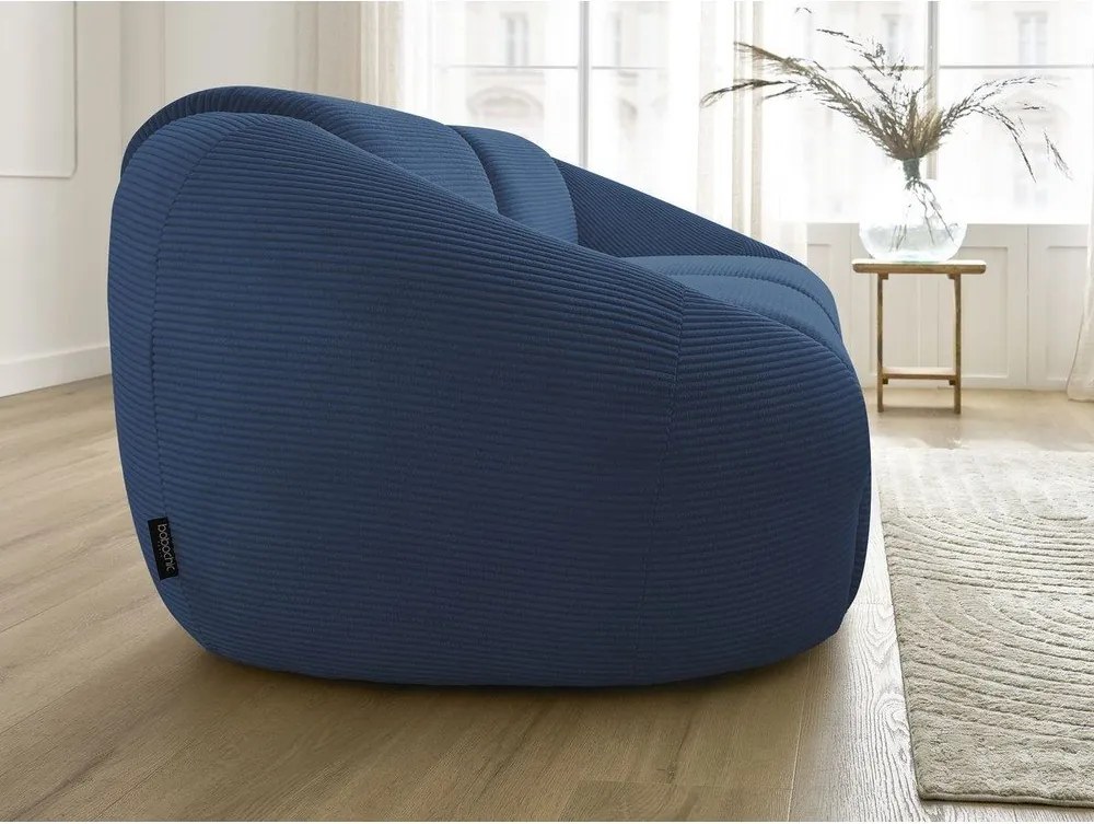 Canapea albastru-închis cu tapițerie din catifea reiată 250 cm Tina – Bobochic Paris