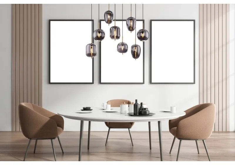 Lustra cu 8 pendule design modern Blacky I negru mat, alama