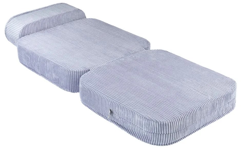 Fotoliu de copii albastru cu tapițerie din catifea reiată Flip – Wigiwama