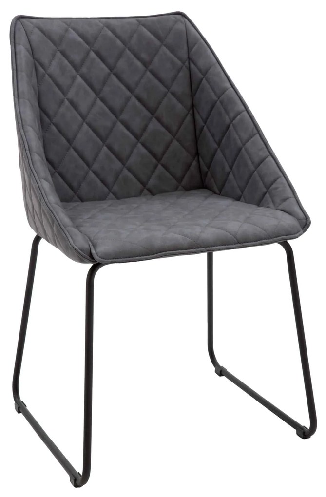 Scaun tip fotoliu Office, structura metalica, piele ecologica - GRI ANTRACIT