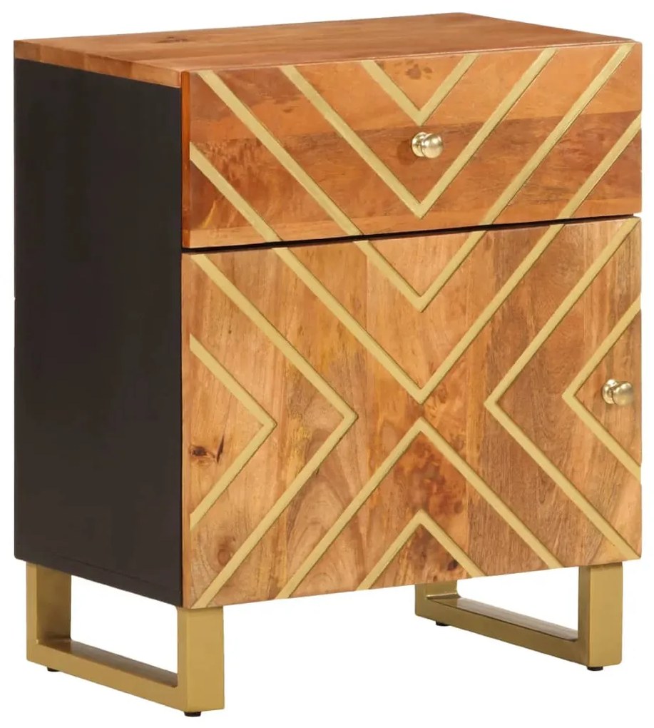 vidaXL Noptieră, maro și negru, 50x33x60 cm, lemn masiv de mango