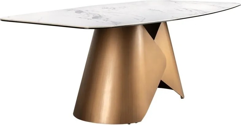 Masa ovala din otel si marmura portelanata Bronze 240x120cm