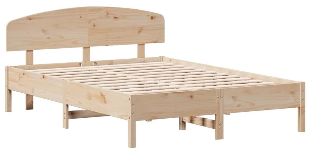 3207209 vidaXL Cadru de pat cu tăblie, 140x200 cm, lemn masiv de pin