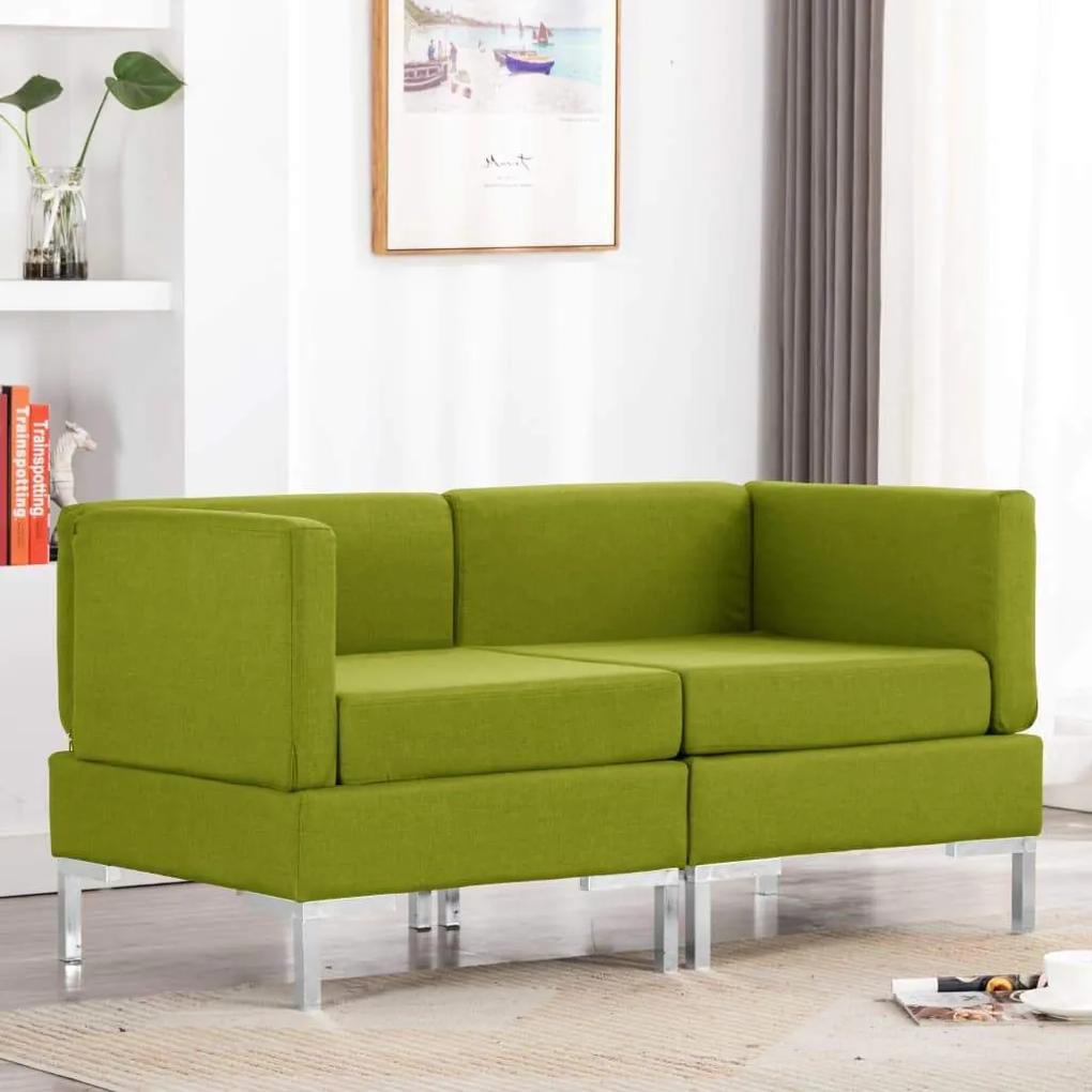 Canapele de colt modulare cu perne, 2 buc., verde, textil