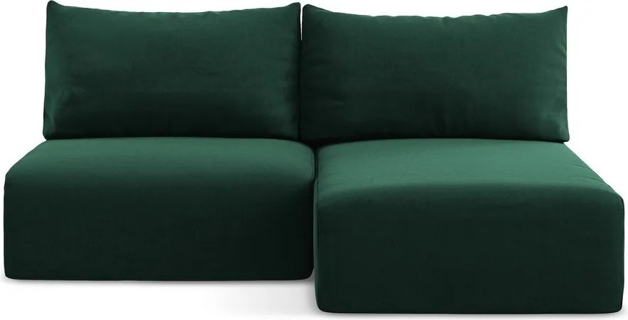 Colțar verde închis extensibil/cu spațiu de depozitare cu tapițerie din catifea (cu colț pe partea dreaptă/cu șezlong) Kalena – Makamii