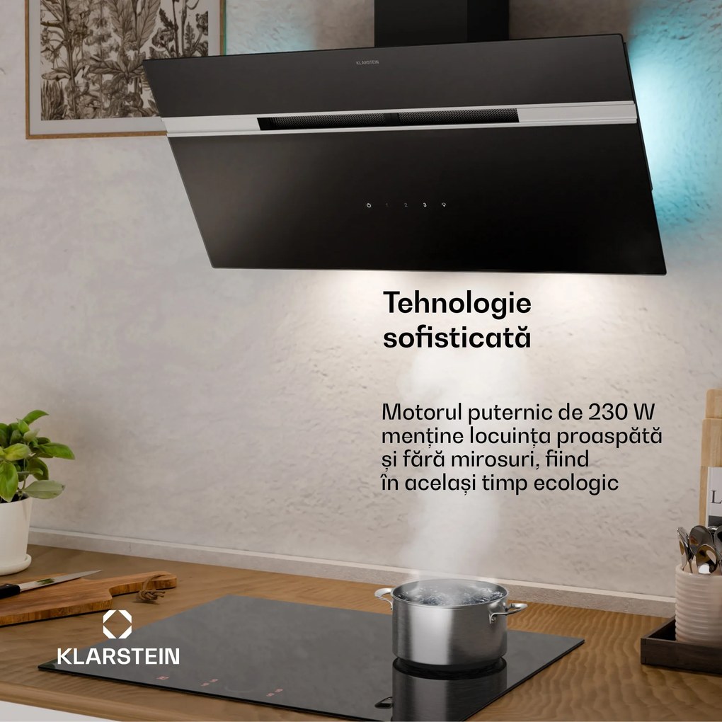 Klarstein Alina hotă de bucătărie | 90 cm | 615 m³/h | Silențioasă | Clasa energetică A