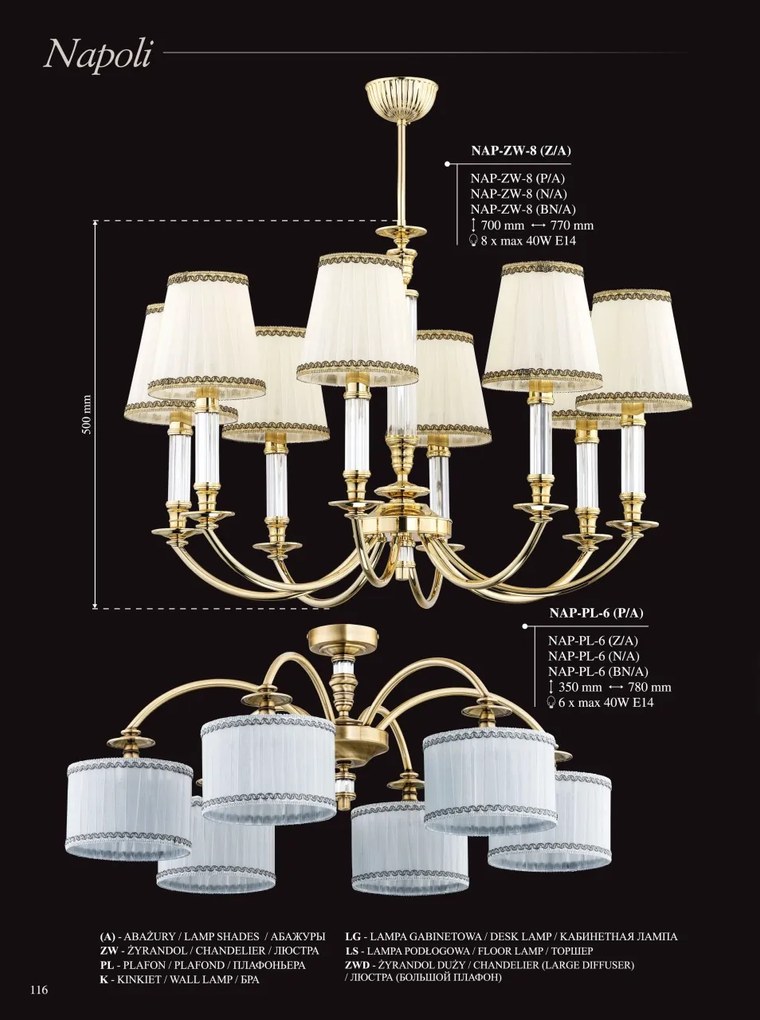 Candelabru 6 brate eleganta design clasic NAPOLI