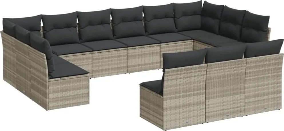 vidaXL Set canapele de grădină cu perne, 13piese gri deschis poliratan