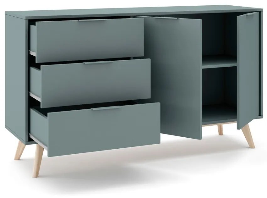 Comodă verde prăfuit 140x81x40 cm Pisco – Marckeric