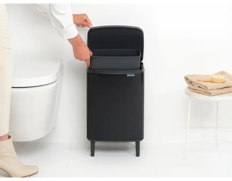 Cos pentru gunoi Brabantia Bo Small Hi 1006649, 12 L, Deschidere lina si silentioasa, Negru mat