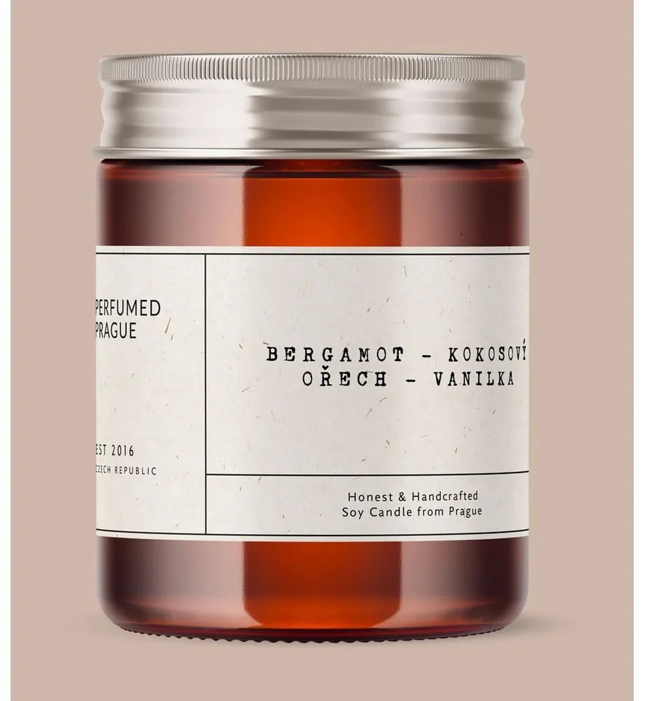 Lumânare parfumată din ceară de soia timp de ardere 40 h #32 Bergamot, Coconut, Vanilla – Perfumed Prague