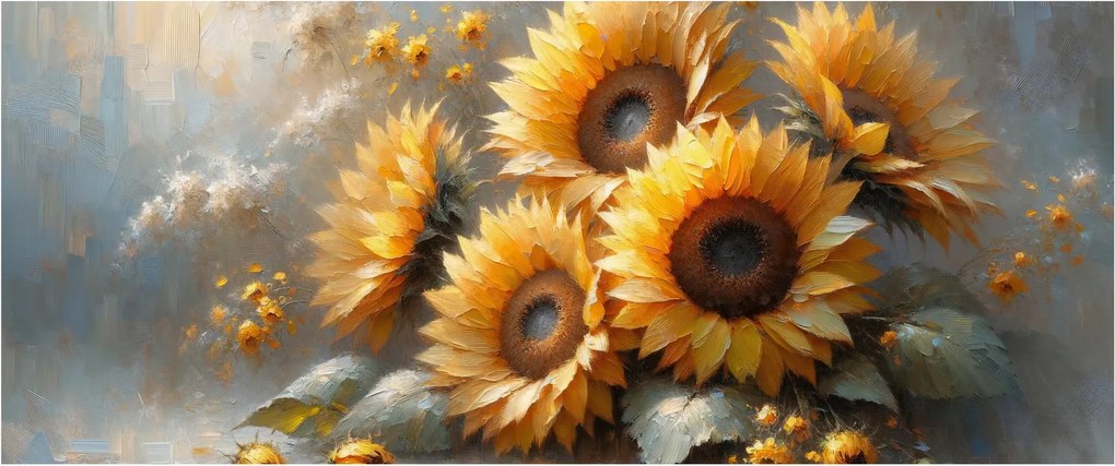 Tablou - Pictură cu floarea-soarelui (120x50 cm)