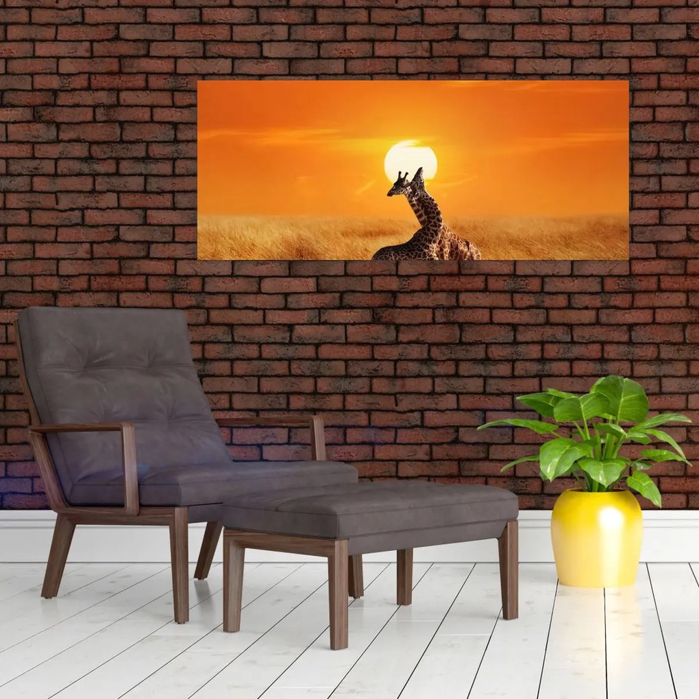 Tablou - Girafe în Parcul Național Serengeti (120x50 cm)