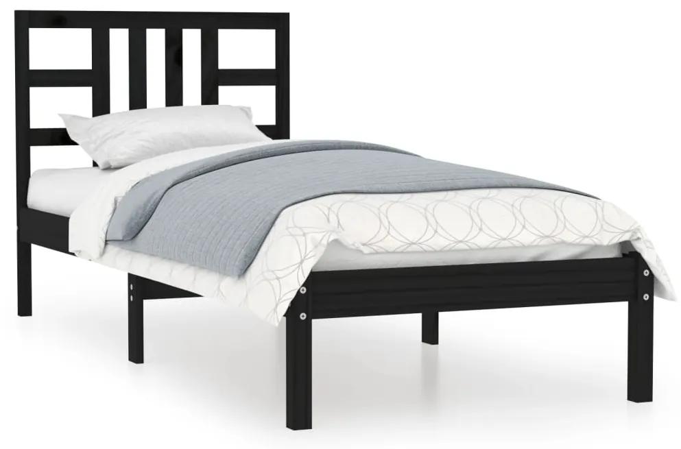 3105399 vidaXL Cadru de pat, negru, 100x200 cm, lemn masiv