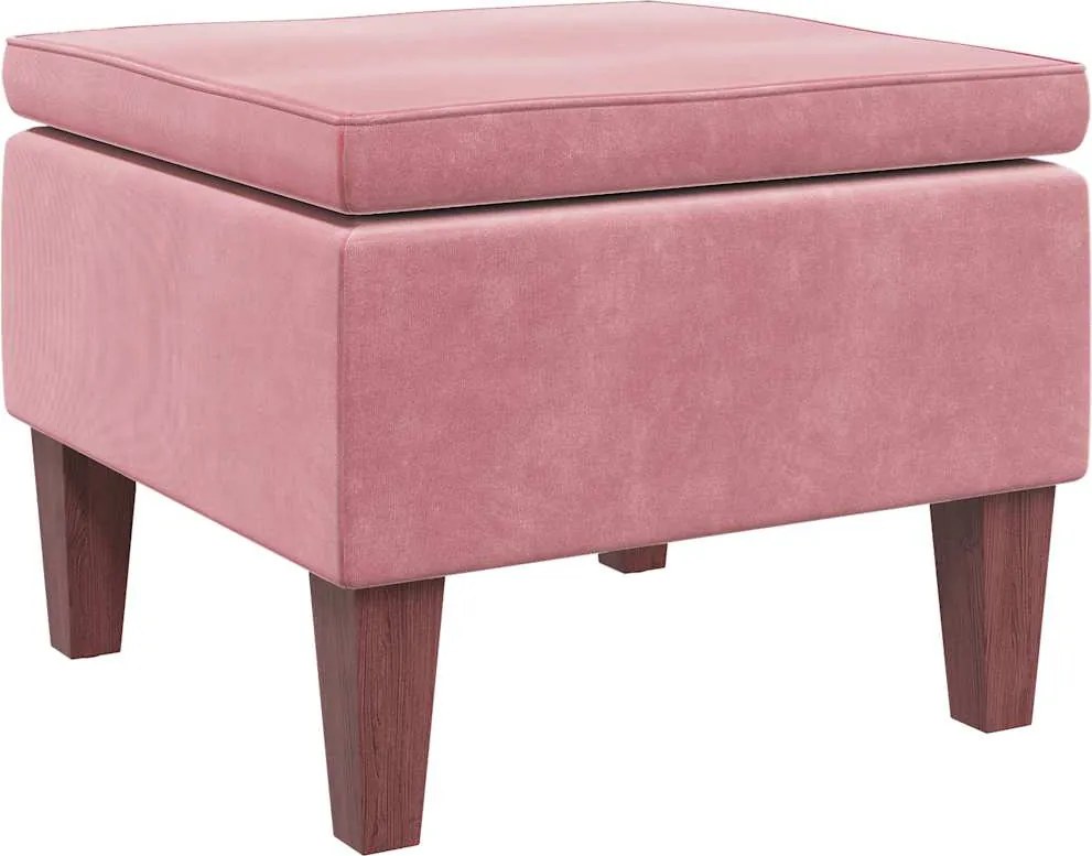 vidaXL Scaun cu picioare din lemn, roz, catifea