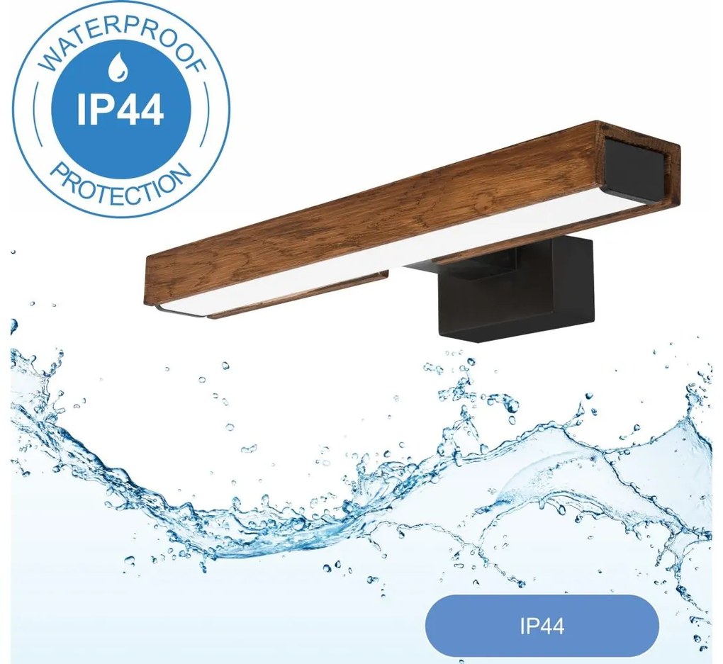 Aplică LED pentru oglindă de baie Brilagi WOODY MIRROR LED/8W/230V IP44 stejar/negru