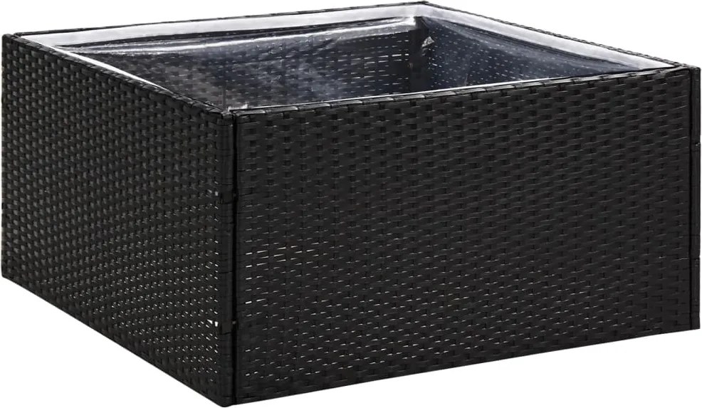 vidaXL Jardinieră de grădină, 80x80x40 cm, negru, poliratan