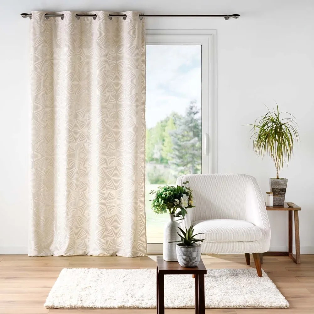Draperie bej din catifea 135x260 cm Eva – douceur d'intérieur