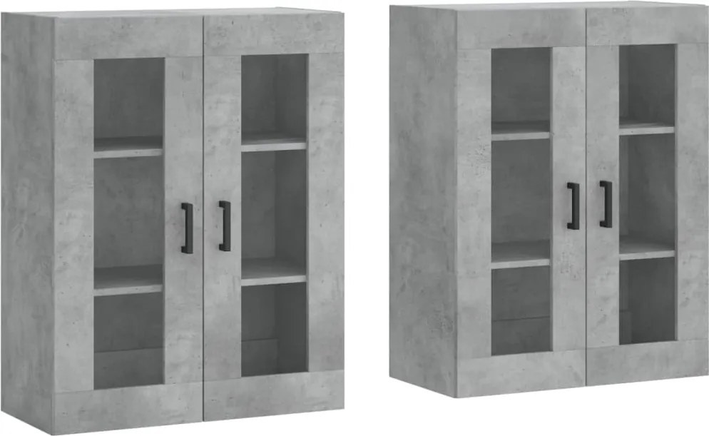 vidaXL Dulapuri de perete, 2 buc., gri beton, lemn prelucrat